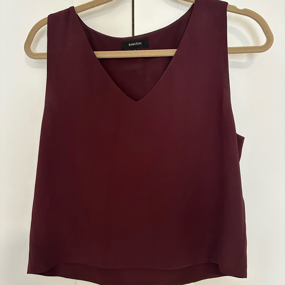 Babaton Burgundy Sleeveless Crop Tank Top